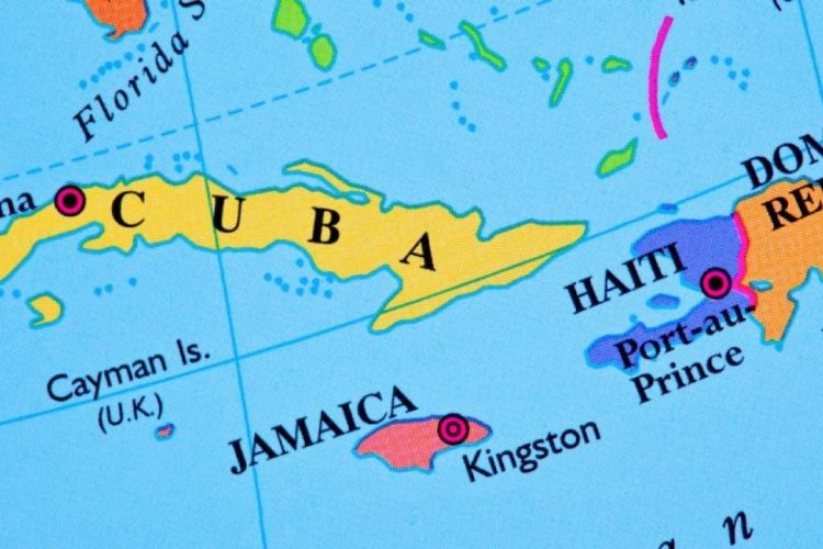 kaart jamaica en cuba
